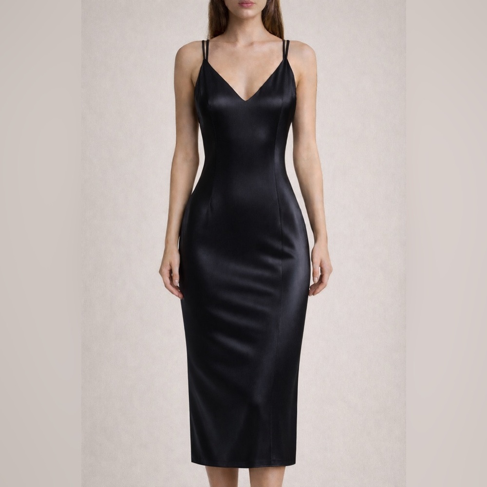 Black Bodycon Midi Dress — Ultra-Stretch "Second Skin" Fabric